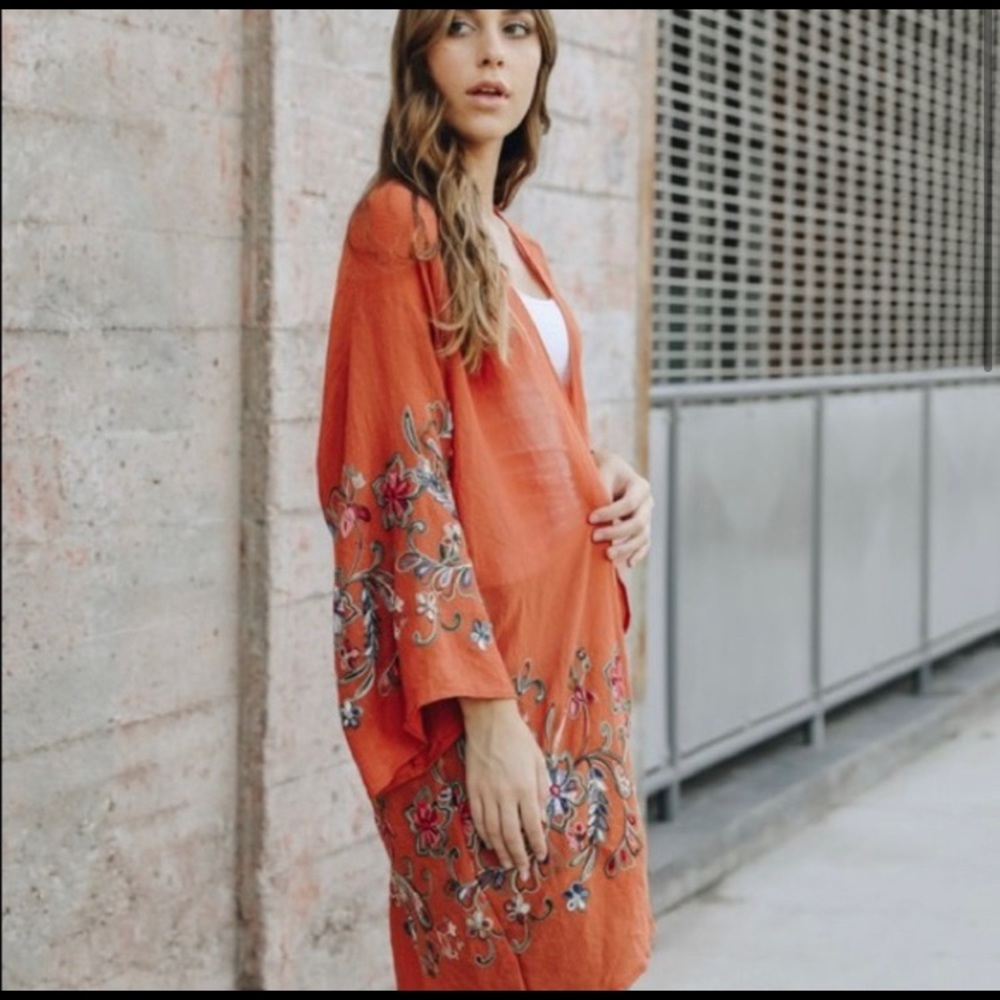 Deep Orange/Rust Kimono Cardigan - Picture 5 of 5